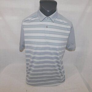 Under Armour Mens L Gray Striped Threadborne Boundless  golf Polo Shirt